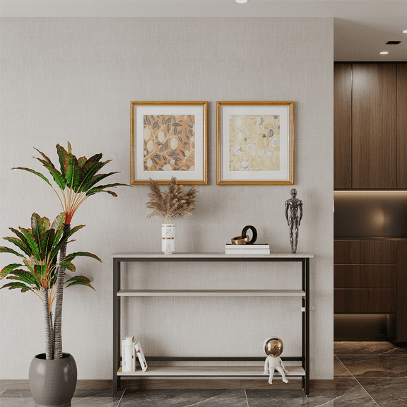 5.9" Narrow 2-Tier Slim Sofa Table with Adjustable Shelf, for Living Room, Entryway, Hallway and Foyer