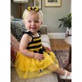 thumbnail image 5 of BemeyourBBs Newborn Baby Girl Bee Romper Dress Outfit Infant Baby Girls Summer Clothes 0 3 6 12 18 Months Sleeveless Bee Stripes Tuule Tutu Dress with Bow Hairband Set, 5 of 9