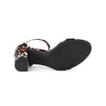 thumbnail image 5 of BLISSFUL STEP Women's Shoes Flower Print Open Toe Block High Heels Summer Sandals Black Flower 9, 5 of 7