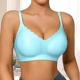 thumbnail image 5 of Kvture Scalloped Satin Bras for Women Comfort Adjustable Strap No Underwire Full Coverage Everyday Bra Blue Bra L, 5 of 5