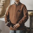 thumbnail image 2 of Suéter de punto marrón para hombre, sin capucha, polos, suéteres coreanos 2024, ropa para hombre, otoño, maletry, divertidos, tallas grandes, estilo, jerseys, venta en modo, 2 of 5