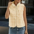 thumbnail image 4 of Breezora Women's Checkered Waistcoat Plush Zip Up Sleeveless Jacket Cozy Winter Casual Outerwear for Daily Wear L Size Yellow, 4 of 7