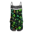 thumbnail image 4 of Uaswgudfs Women's St. Patrick's Day Lace Trim Spaghetti Strap Cami Shorts Set Bow Star Print Two-Piece Sleeveless Loungewear Sleepwear Green M, 4 of 5