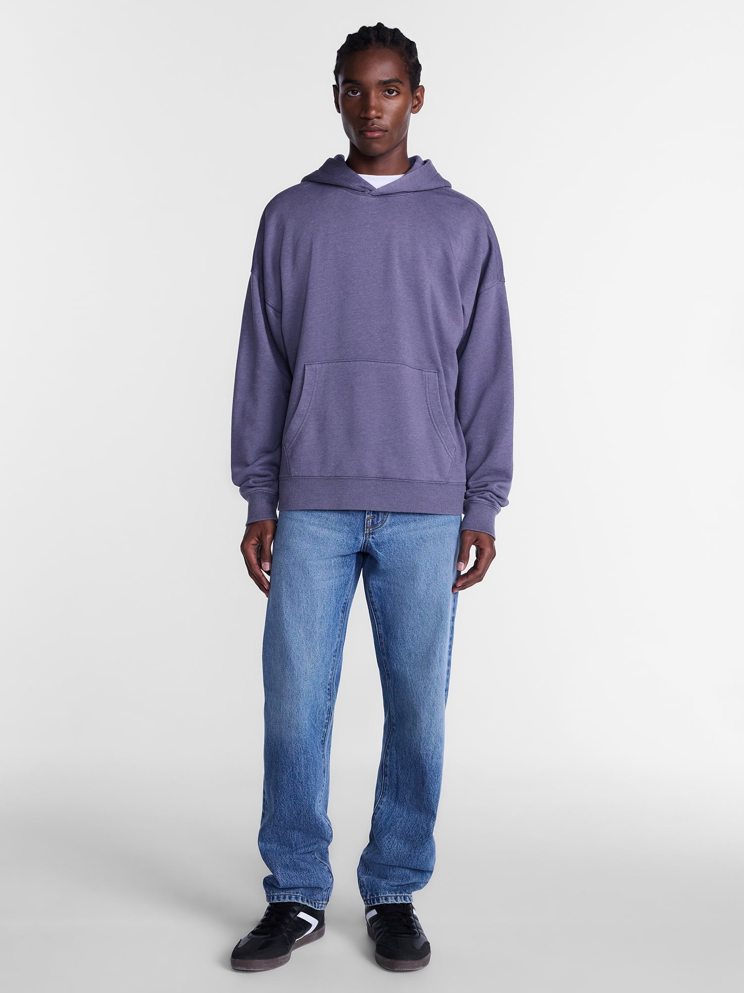 No Boundaries Boxy Fit Oversized Fleece Hoodie with Long Sleeves, Men's XS-4XLT