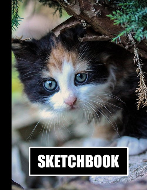 Sketchbook Cute Kitten Cat Cover Design White Paper 120 Blank