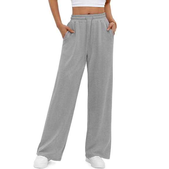Fantaslook Wide Leg Sweatpants for Women Casual High Waisted Baggy Sweatpants Drawstring Workout Pants with Pockets Fashion Outfits
