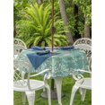 thumbnail image 4 of Outdoor Tablecloth with Umbrella Hole Zipper Bohemia Round Tablecloth 54" Waterproof Outside Table Cloth Vintage Ethnic Floral Botanical Style Green Patio Table Cover Tablecloths for Picnic Party, 4 of 8