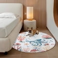 thumbnail image 2 of Octopus Coastal Round Area Rug 3Ft Washable Small Circle Rugs for Kitchen Entryway, Summer Beach Ocean Shell Jellyfish Starfish Non-Slip Carpet Floor Mats Indoor Outdoor Carpet Runner Home Decor, 2 of 8
