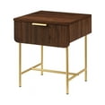 thumbnail image 3 of Table d'Appoint en Bois 1 Tiroir 18.5" - Noyer Foncé / Or, 3 of 5