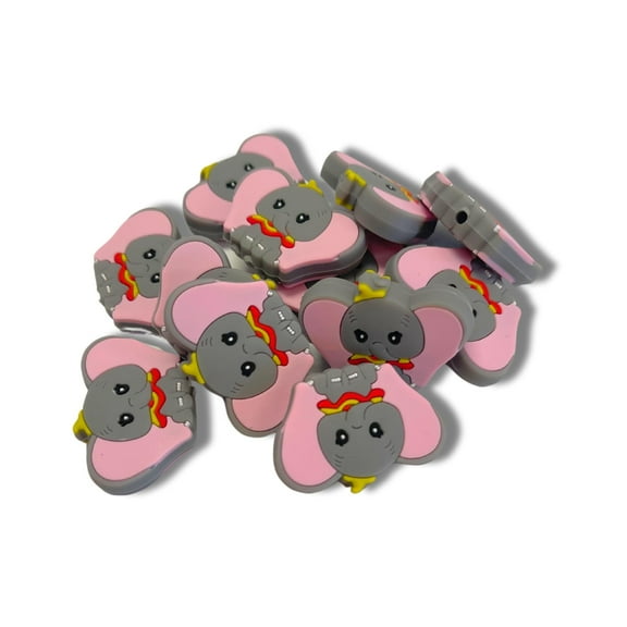 Elephant Big Ears Character Kids Silicone Focal Bead  12pk Kit Bulk for Freshie Hangers Pens Dumb Organizer Supplies Wristlet Keychain Beadable Pens