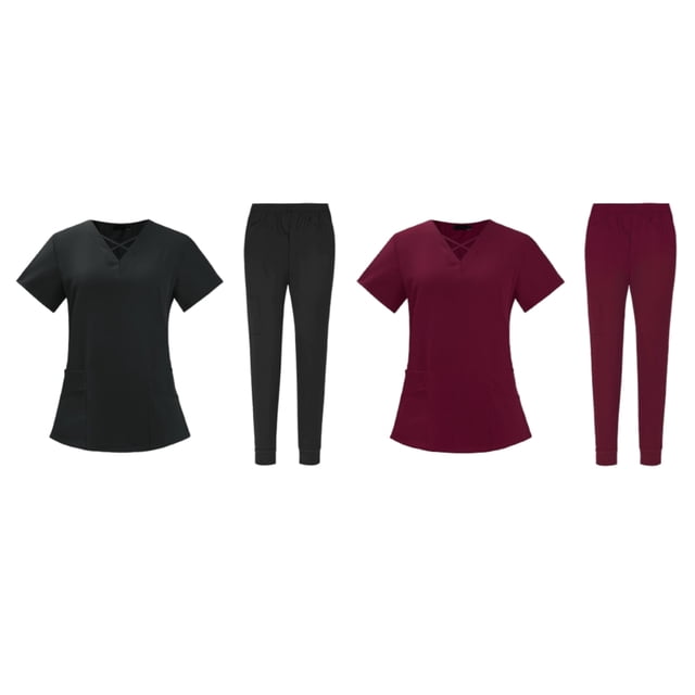 Enfermería Scrub Set Top Pantalones Transpirable Trabajo Uniforme para Enfermera Yoga Jogger