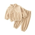 thumbnail image 5 of CHEEREAM Toddler Boys Clothing Sets Fleece Quarter Zip Sweatshirt Pants Set 2 Piece Fall Winter Outfits with Pockets for 6Month-11Years, 5 of 9