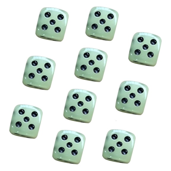10 Pcs Acrylic Dices Six Sided Dices Glow in Dark Dices Entertainment Game Dices