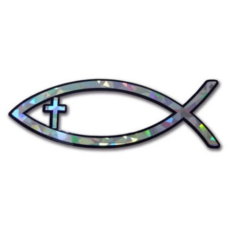 Reflective Auto Decals - Christian Fish Cross Reflective Decal