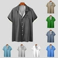 thumbnail image 3 of WREESH Men's Button Down Shirts Fashion Comfortable Printed Short Sleeve Turndown Collar Shirts Trendy Casual Tops Gray, 3 of 5