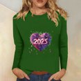 thumbnail image 1 of Styesk Chemises à Manches Longues pour Femmes Nouvel An T-shirt Décontracté Imprimé Col Rond Manches Longues, 1 of 4