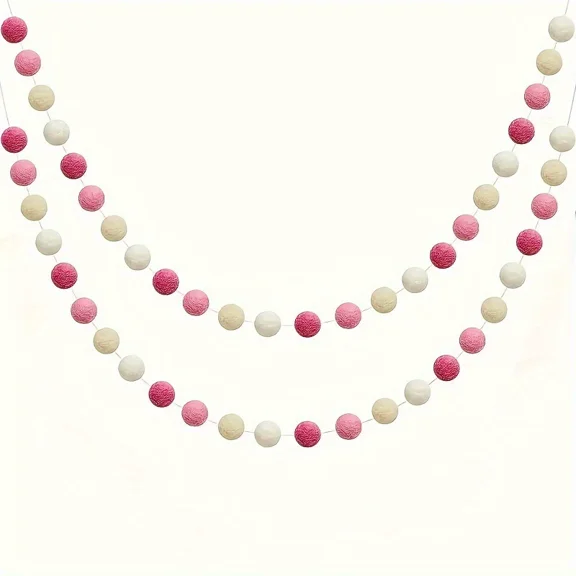 Janrevotw 2pcs 2m String Of Pink Pom Poms Suitable For Holiday Party Christmas Home Decoration 24 Balls Colorful