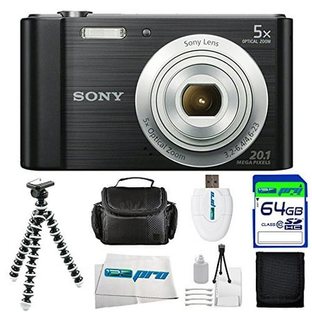 Sony Cyber-shot DSC-W800 Digital Camera (Black) + 64GB Pixi-Basic I3ePro Accessory Bundle - International