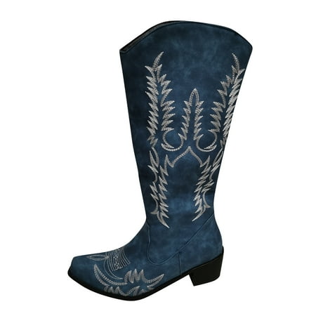 

Rdeuod Winter Boots for Women Fashion Embroidery Riding Boots Casual Warm Middle Heels Middle Tube Boots Shoes