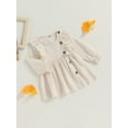 thumbnail image 3 of Canis Baby Girl Dress in A-line Style with Long Sleeves, Crew Neck, and Button Fastening, 3 of 8