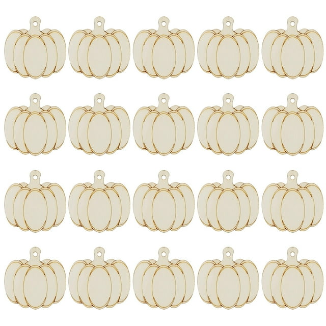 SHISUYAN 25 Pieces Multi Color Pumpkin Cutouts For Halloween Wooden Slices Home Decor