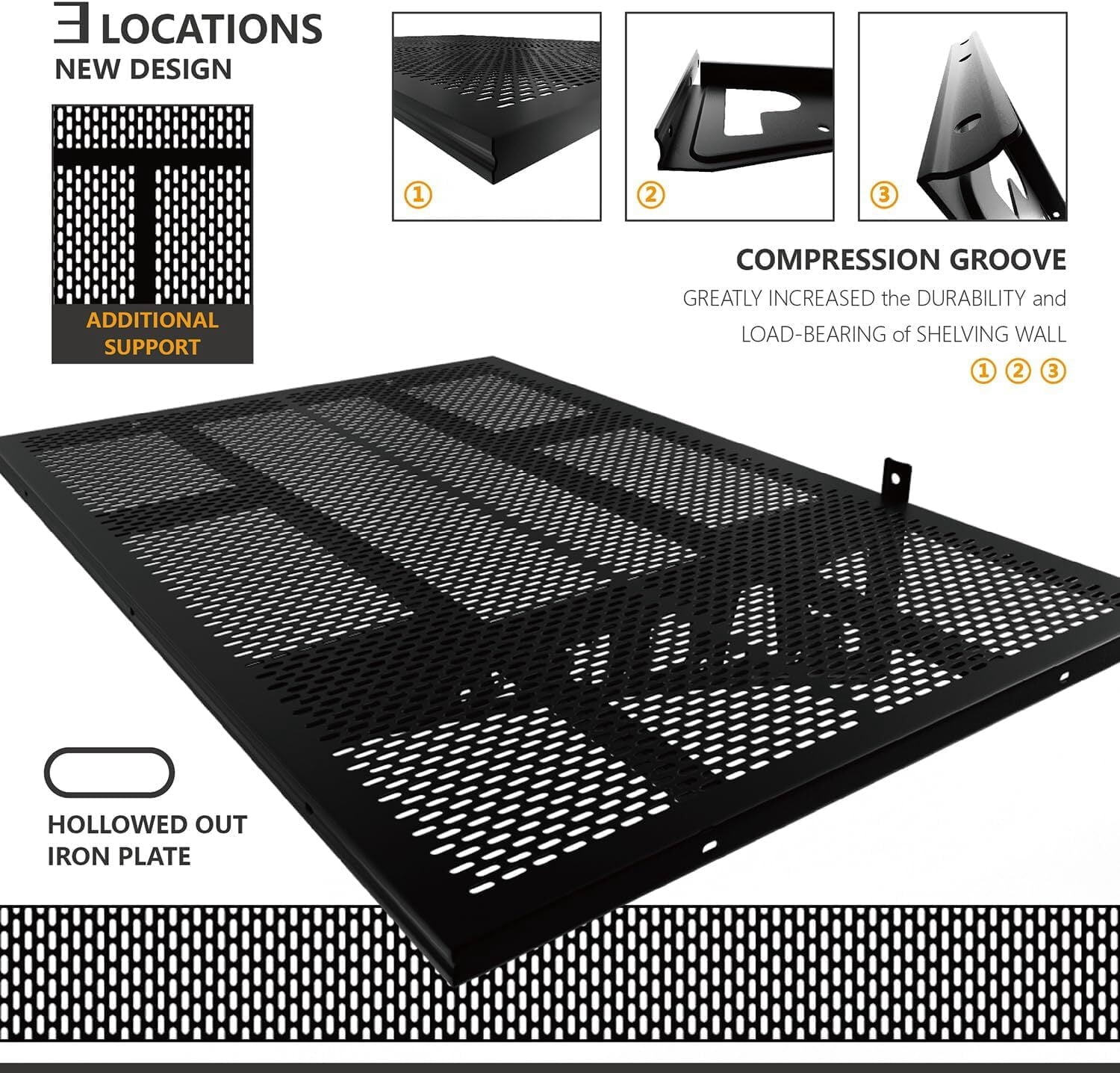 HAINAWANG,4 shelves 4-Pack 1.5x3.8ft 17.7-inch-by-45.2-inch Wall Shelf Garage Storage Rack Wall Mounted Floating Shelves, Black, 4 Pack Loads 1000 lbs