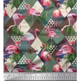 thumbnail image 1 of Soimoi Brown Poly Georgette Fabric Flamingo Bird Decor Fabric Printed Yard 52 Inch Wide, 1 of 3