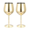 thumbnail image 1 of Juego de 2 copas de vino de metal con vástago de copa de vino de acero inoxidable con espejo, 1 of 6