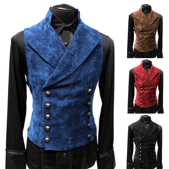 Joernso Casual Men Waistcoat Stand Collar Solid Color Double Breasted Slim Fit Vest for Working