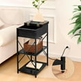thumbnail image 6 of Narrow End Table with Charging Station, Side Table with 3 USB Ports and 2 AC Outlets, Flip Top End Table with Storage, Black Side Tables Living Room, Nightstand with Drawer for Bedroom, 6 of 16
