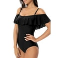 thumbnail image 6 of BEEACHGIRL Flounce Swimsuit for Women One Piece Swimwear off-Shoulder Bathing Suit Spaghetti Strap Bikini, 6 of 8