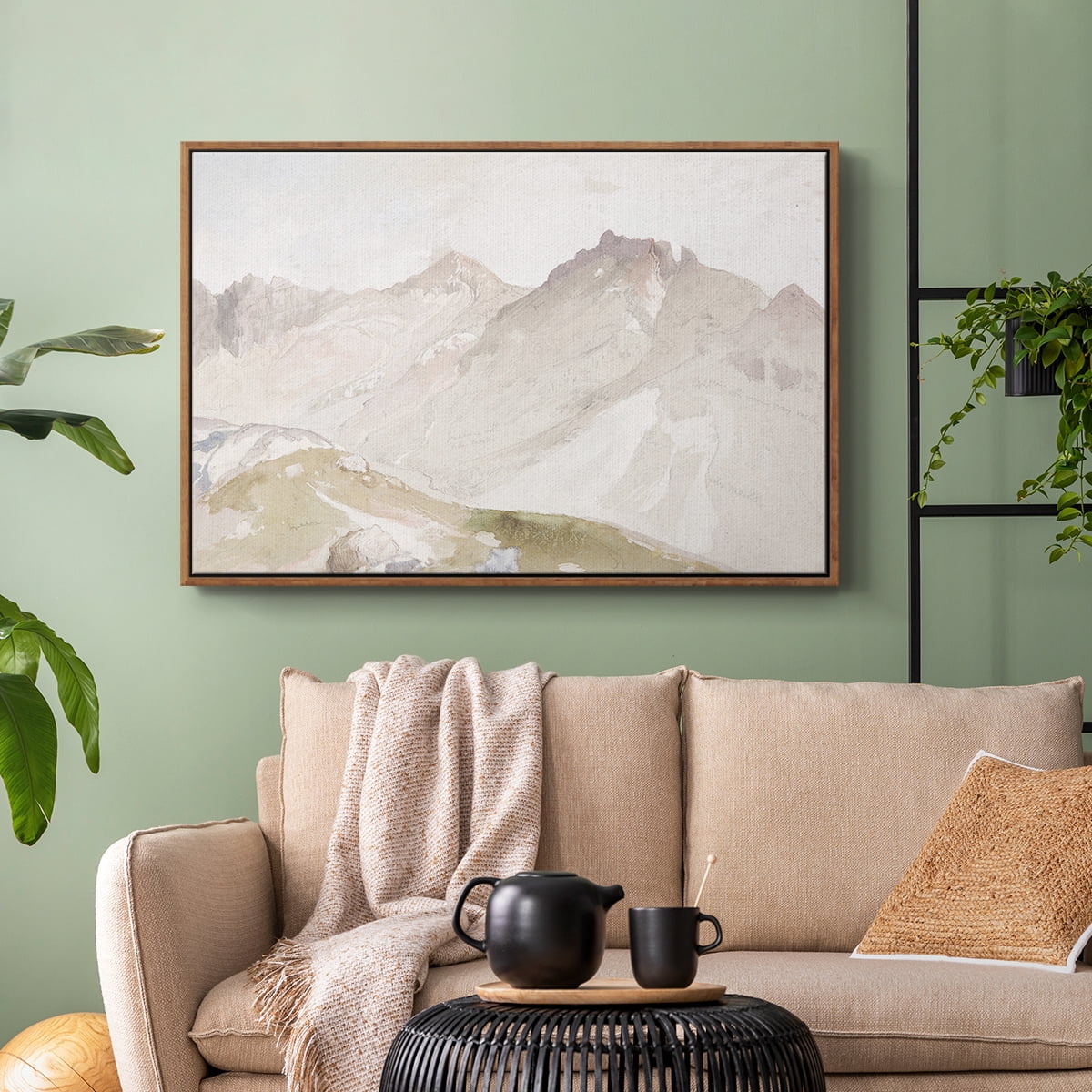 Vintage Landscape-MX By Wexford Home Framed in Walnut Wood Gallery Wrapped Canvas 27 in. x 41 in.