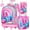 Pink, variant on 4PCS Rolling Backpack for Girls, Kids Cat Sequin Wheeled Bookbag, Travel Roller School Bag with Wheels