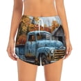 thumbnail image 2 of Rateoe Rustic Vintage Truck Autumn Printed 2 in 1 Women's Workout Shorts for Athletic Gym Running Shorts with Phone Pockets-X-Large, 2 of 7