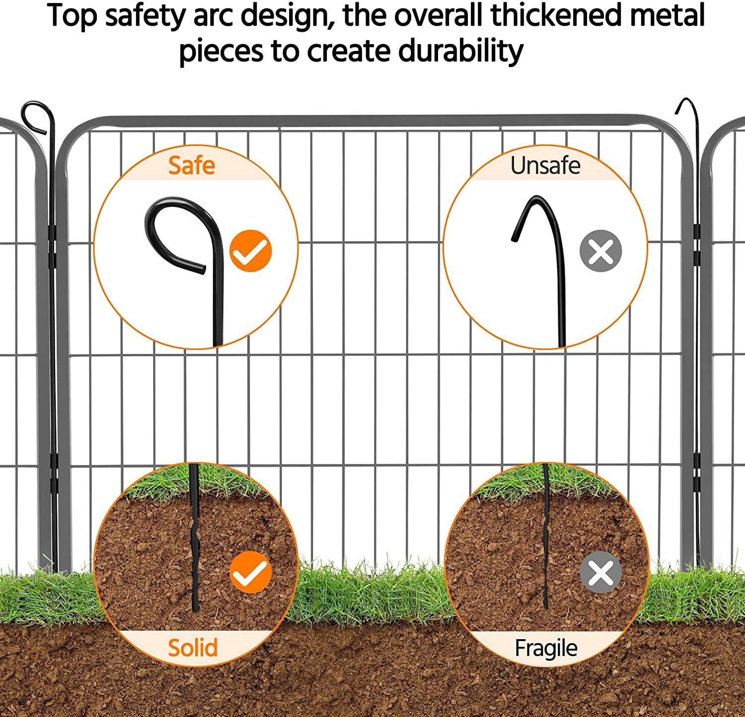 JFTER Decorative Garden Fence - 24in x 5.3ft Rustproof Folding Fencing Landscape Patio Flower Bed Animal Barrier Border for Dog Outdoor Fences Black
