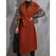 thumbnail image 5 of Abrigo de Mujer de lana Larga ANGGREK con mangas de farol y corbata en la Cintura, 5 of 7