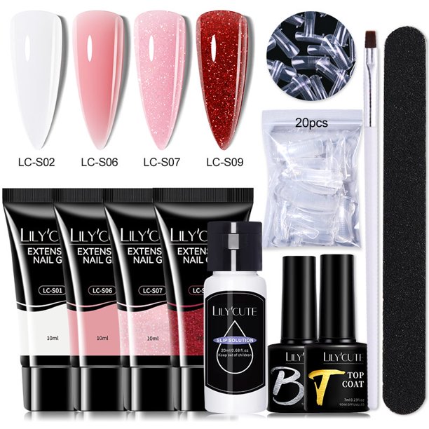 LILYCUTE 10 Unids/Set Poly Nail Gel Glitter Extensión Kit De Uñas Rosa Claro Para Profesional Arte Herramientas Manicura Gao Jiahui unisex