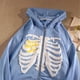 thumbnail image 4 of BlackLSkeleton Zip Up Hoodie para Mujeres Hombres Skeleton Jacket Otoño Primavera Sudadera, 4 of 5