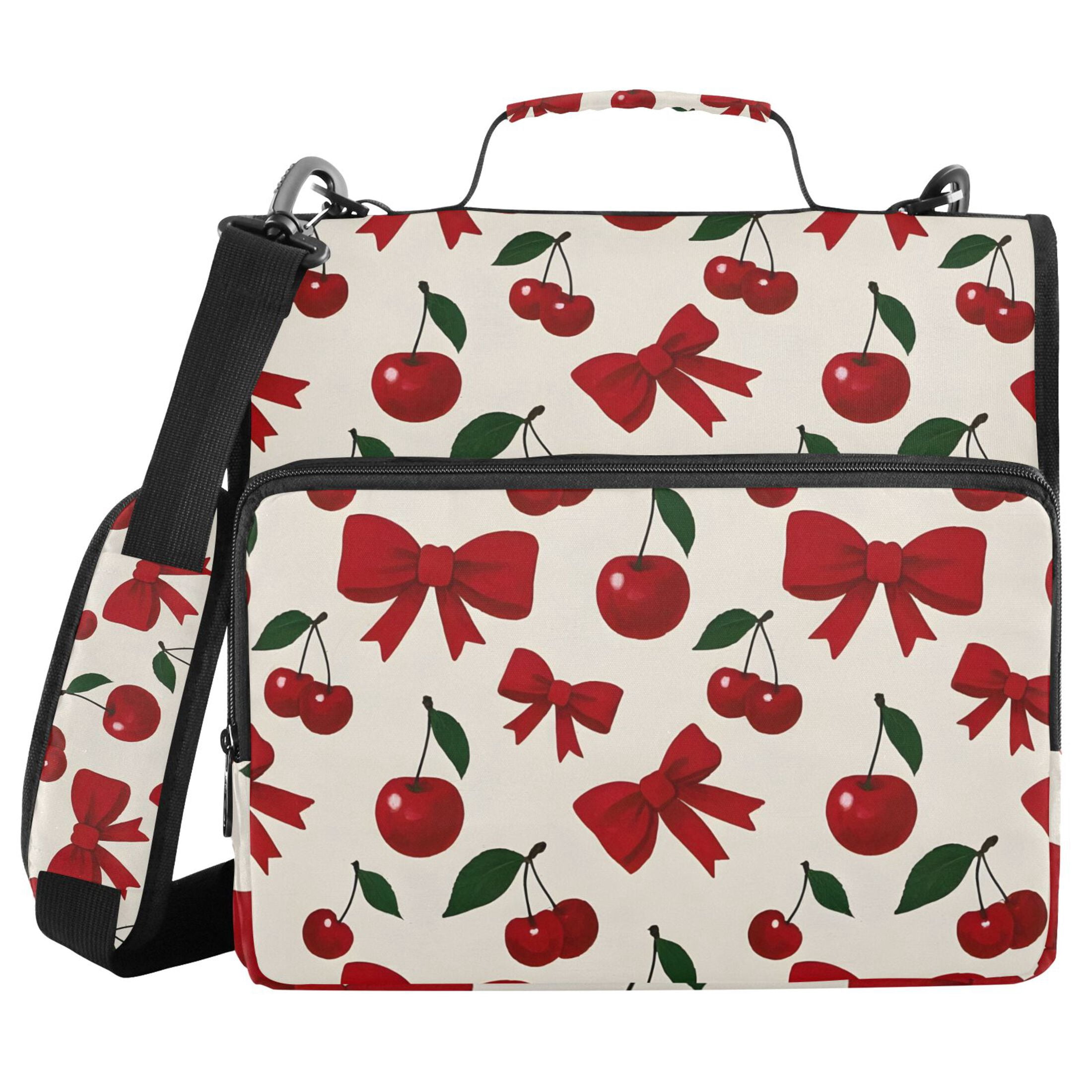 ALAZA Zipper Binder Cherry Fruits Bow 3 Ring Trapper Keeper File Folder Organizer Bag