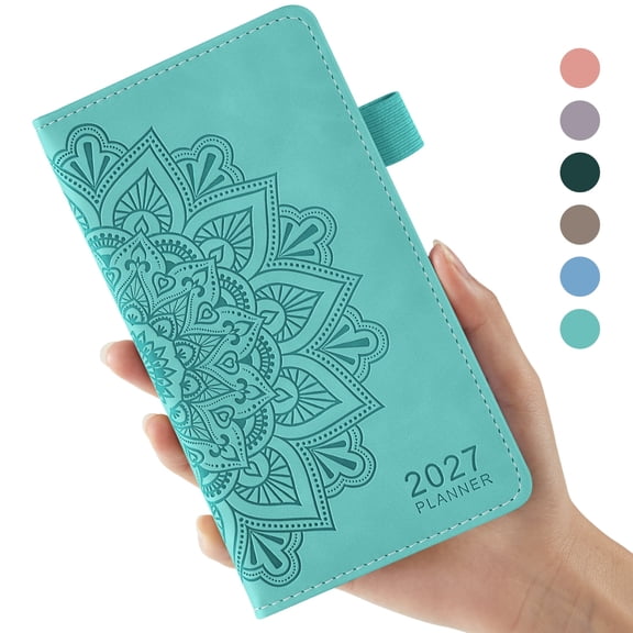 ROBCURSE Small Calendar Planner 2027, Weekly and Monthly Pocket Planner for Purse, Jan 2027 - Dec 2027, with Monthly Tabs, Inner Pocket, Mini Calendar Planner for School Work Organizer, 3.8" X 7"