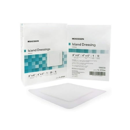 Adhesive Polypropylene Island Adhesive Dressing Polypropylene / Rayon 6 X 6 Inch Square - Box of 25, McKesson Island Dressing By McKesson,USA ()
