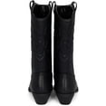 thumbnail image 5 of Ring- Women's Cowboy / Cowgirl Pull On Western Stacked Heel Mid Calf Almond Pointed Toe Boots (Black, 11), 5 of 7