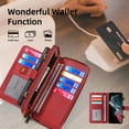 thumbnail image 3 of Feishell for Samsung Galaxy S22 Ultra 5G Crossbody Wallet Case,PU Leather Lager Capacity Detachable Cover Magnetic Buckle Card Slots Zipper Pocket Stand Phone Case with Adjustable Shoulder Strap,Red, 3 of 8