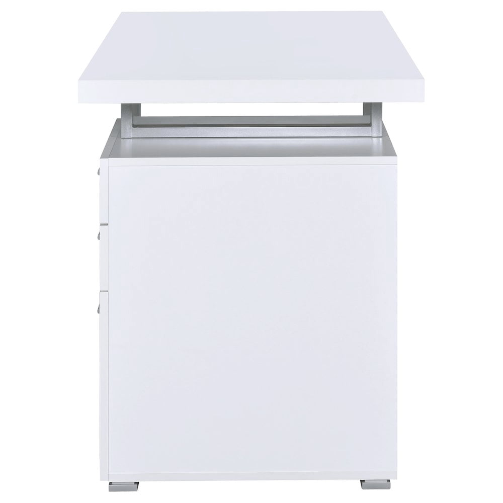 FurniFact White Office Desk – Computer Desk with Drawers for Home or Workspace