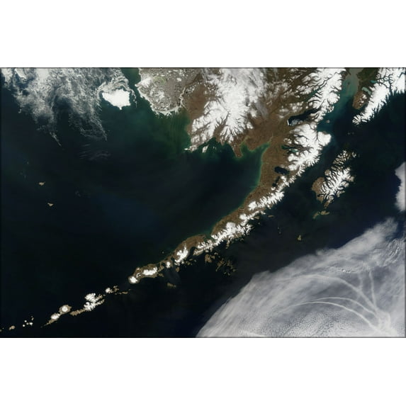 24"x36" Gallery Poster, Satellite picture of the Aleutian Islands and the Alaska Peninsula 2006