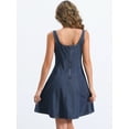 thumbnail image 3 of DARING DIVA Stylish Denim Casual Tank Square Neck Mini Dress XS Dark Blue, 3 of 6