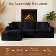 thumbnail image 4 of 108" Cloud Couch for Living Room, Modular Sectional Sofa with Plush Corduroy L Shaped Comfy Upholstered Couches with Deep Seat, No Assembly Required, Black, 4 of 9