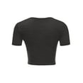 thumbnail image 3 of Women Rib Casual Slim Fit Short Sleeve Crew Neck Basic Crop T Shirt Top, 3 of 5
