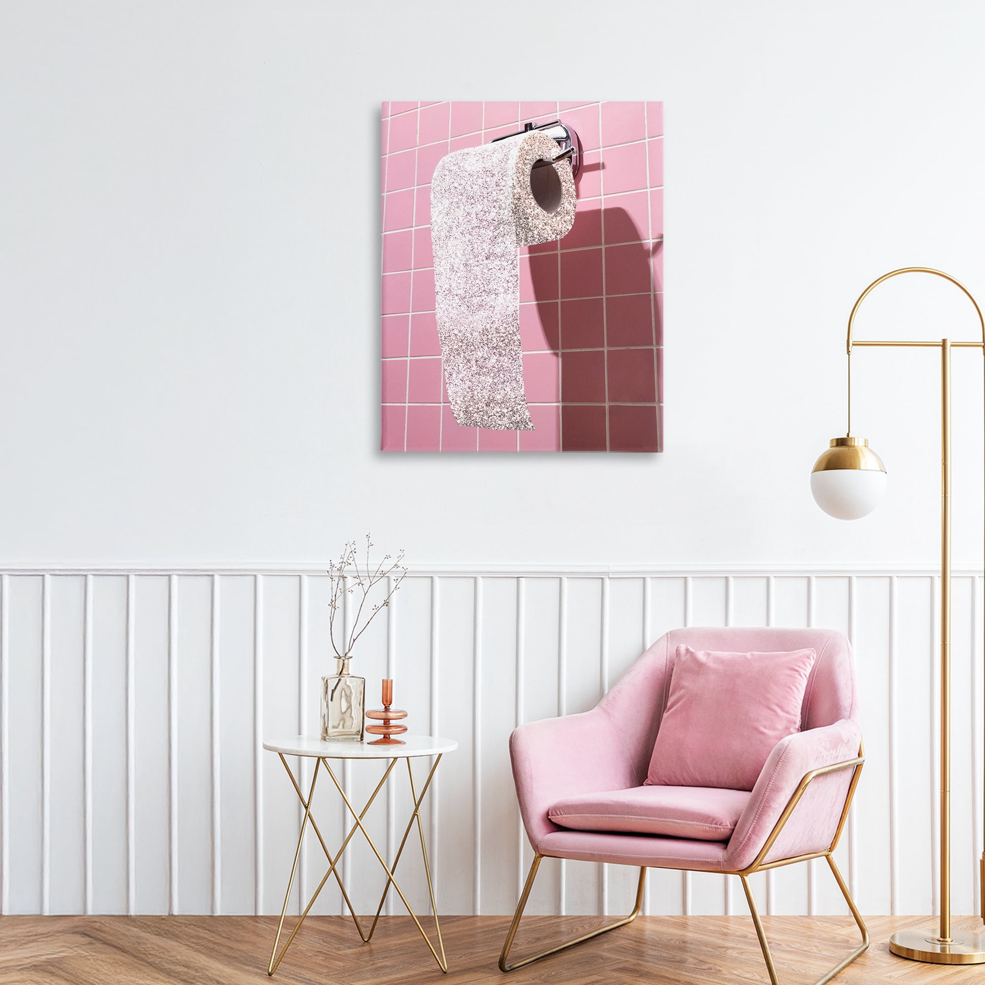 Stupell Industries Glitter Pink Toilet Paper Canvas Wall Art, design by CAD Designs