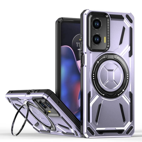 Case for Motorola Moto G Stylus 5G (2024) with Ring Stand, Magnetic Charging, Shockproof Case Dual-Layers Military Grade Protective Cover with Stand for Motorola Moto G Stylus 5G (2024), Purple